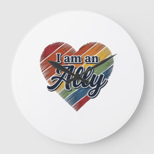 Regenboog Ally Heart Vector T-shirt Ontwerp_1 Grote Klok
