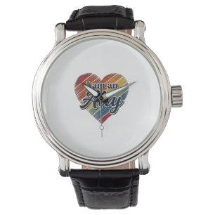 Regenboog Ally Heart Vector T-shirt Ontwerp_1 Horloge