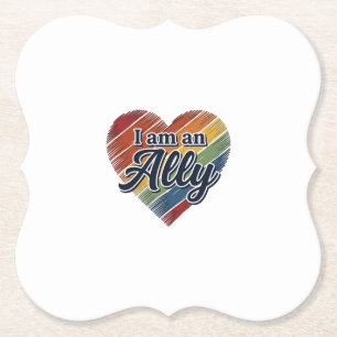 Regenboog Ally Heart Vector T-shirt Ontwerp_1 Kartonnen Onderzetters