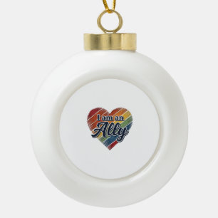 Regenboog Ally Heart Vector T-shirt Ontwerp_1 Keramische Bal Ornament