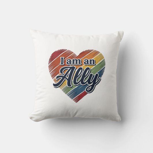 Regenboog Ally Heart Vector T-shirt Ontwerp_1 Kussen (Voorkant)