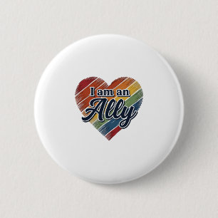 Regenboog Ally Heart Vector T-shirt Ontwerp_1 Ronde Button 5,7 Cm