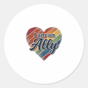 Regenboog Ally Heart Vector T-shirt Ontwerp_1 Ronde Sticker