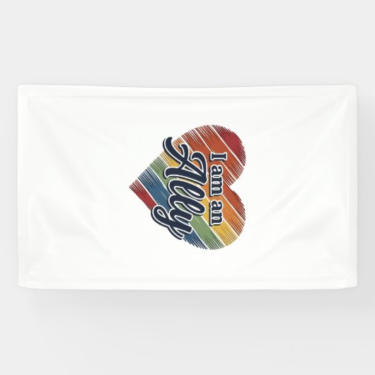 Regenboog Ally Heart Vector T-shirt Ontwerp_1 Spandoek (Horizontaal)