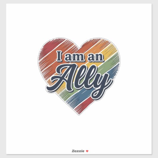 Regenboog Ally Heart Vector T-shirt Ontwerp_1 Sticker (Vel)