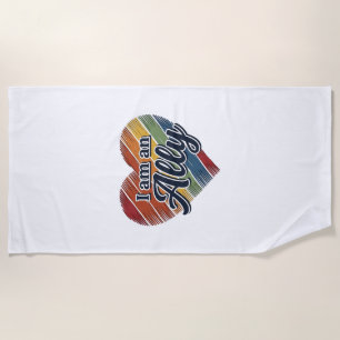 Regenboog Ally Heart Vector T-shirt Ontwerp_1 Strandlaken