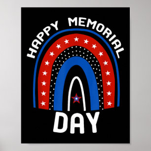 Regenboog Amerikaanse vlag Gelukkige Memorial Day Poster
