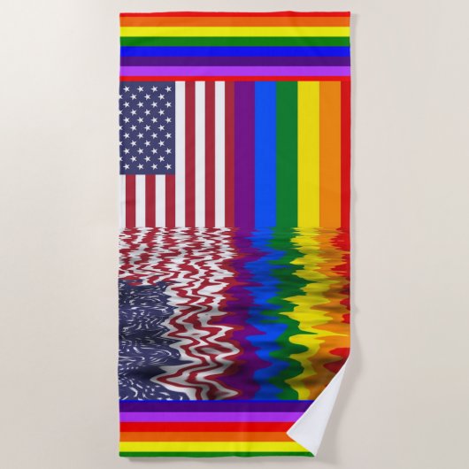 Regenboog Amerikaanse vlag LGBT Ondersteuning Stra Strandlaken (Voorkant)