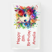 regenboog anime kitten gepersonaliseerde verjaard spandoek (Verticaal)
