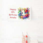 regenboog anime kitten gepersonaliseerde verjaard spandoek (Insitu)