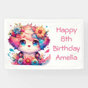  regenboog anime puppy gepersonaliseerde verjaarda spandoek