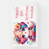 regenboog anime puppy gepersonaliseerde verjaarda spandoek (Verticaal)