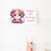 regenboog anime puppy gepersonaliseerde verjaarda spandoek (Insitu)