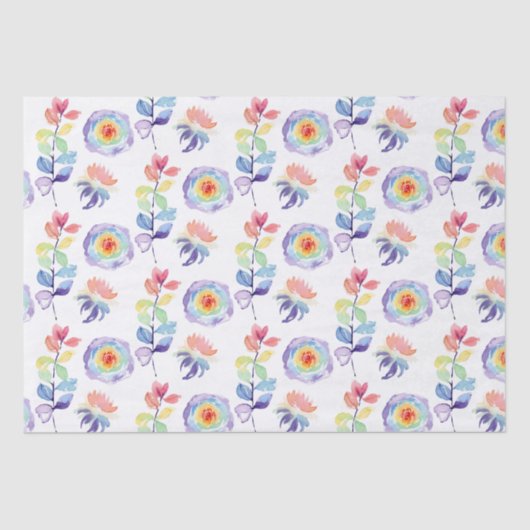 Regenboog Aquarel Bloem Tissuepapier (Voorkant)