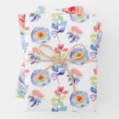 Regenboog Aquarel Bloemige Inpakpapier Vellen (In situ)