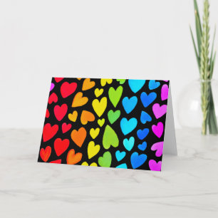 Regenboog Aquarel Harten Patroon Kaart