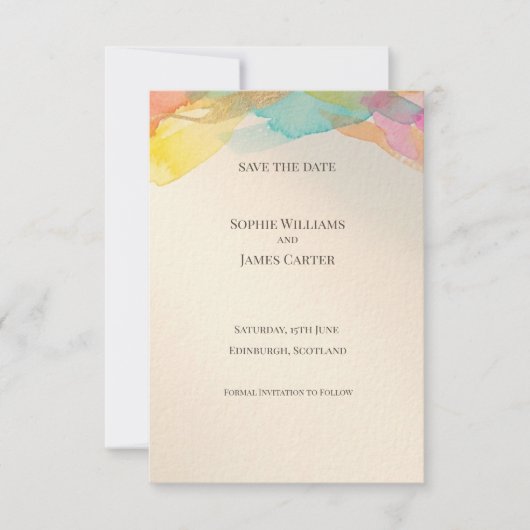 Regenboog Aquarel Save The Date Kaart (Voorkant)