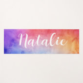 Regenboog Aquarel Script Monogram Naam Yogamat (Voorkant (horizontaal))