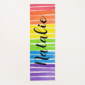 Regenboog Aquarel Script Monogram Naam Yogamat (Voorkant)