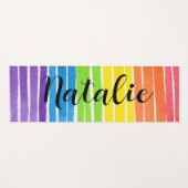 Regenboog Aquarel Script Monogram Naam Yogamat (Voorkant (horizontaal))