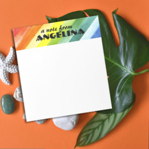  Regenboog Aquarel spat strips zwarte letter Notitieblok