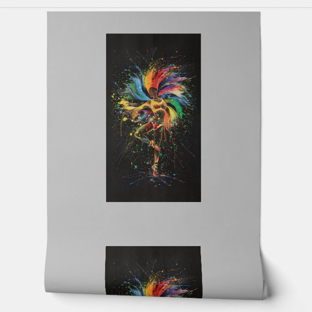 Regenboog Art Dance Ballerina Achtergrond Wanddeco Behang (Afrollen)