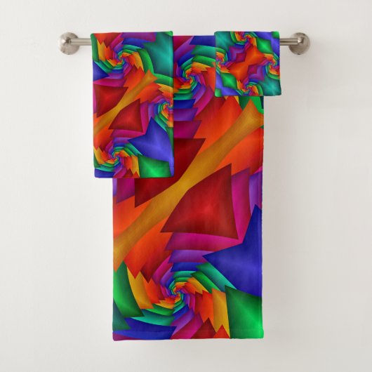 Regenboog art deco bad handdoek (Insitu)