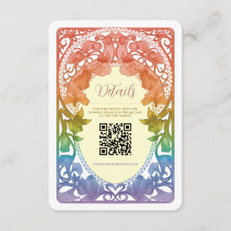 Regenboog Art Nouveau QR-code huwelijksbijlage Informatiekaartje