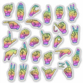 Regenboog ASL-alfabet – educatief en expressief Sticker (Voorkant)