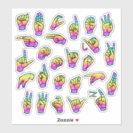Regenboog ASL-alfabet – educatief en expressief Sticker