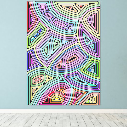 Regenboog asymmetrische abstracte vormen 2 canvas afdruk (Insitu (Houten vloer))