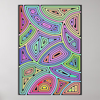 regenboog asymmetrische abstracte vormen 2 poster