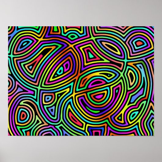 regenboog asymmetrische abstracte vormen poster (Voorkant)