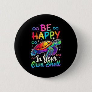 Regenboog autisme bewustzijn schildpad wees gelukk ronde button 5,7 cm