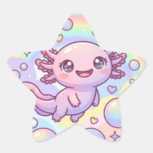Regenboog Axolotl Dromen Ster Sticker