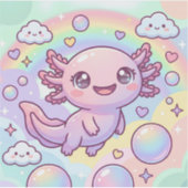 Regenboog Axolotl Dromen Sticker (Voorkant)