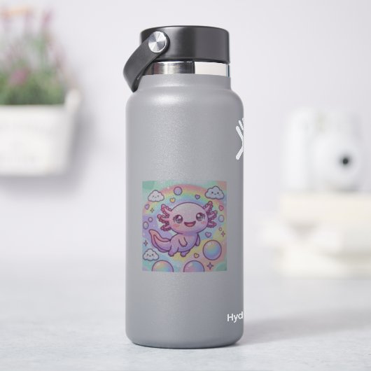 Regenboog Axolotl Dromen Sticker (HydroFlask)