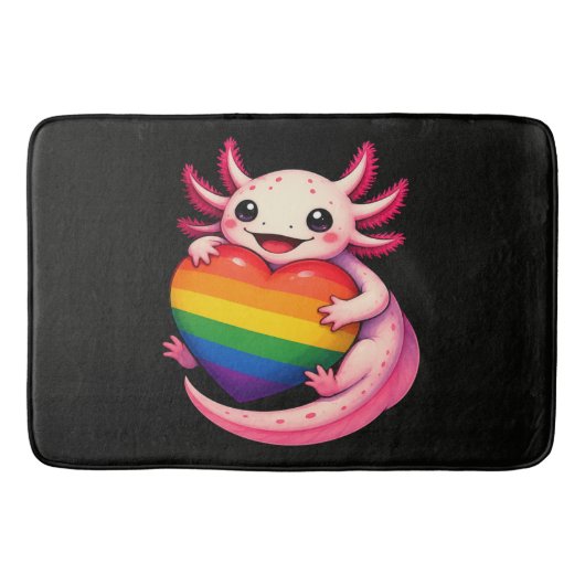 Regenboog Axolotl Hart Pride Amfibie Badmat (Voorkant)