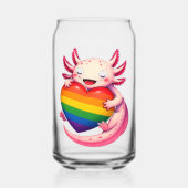 Regenboog Axolotl Hart Pride Amfibie Blikvorm Glas (Voorkant)
