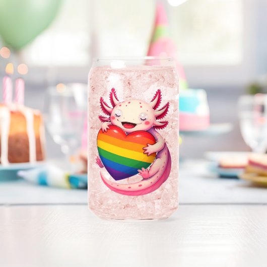 Regenboog Axolotl Hart Pride Amfibie Blikvorm Glas (Insitu (Verjaardag))