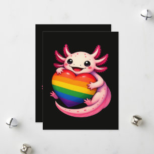 Regenboog Axolotl Hart Pride Amfibie Feestdagenkaart