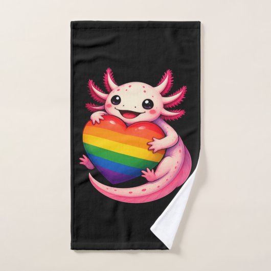 Regenboog Axolotl Hart Pride Amfibie Handdoek (Handdoek)