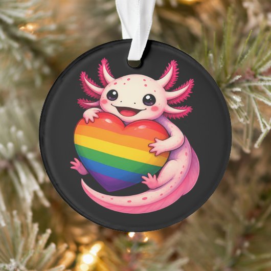 Regenboog Axolotl Hart Pride Amfibie Ornament (Boom)