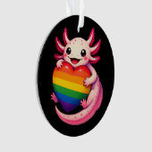 Regenboog Axolotl Hart Pride Amfibie Ornament (voorkant)