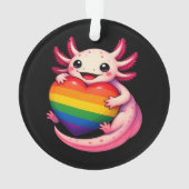 Regenboog Axolotl Hart Pride Amfibie Ornament (achterkant)