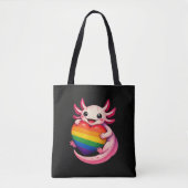 Regenboog Axolotl Hart Pride Amfibie Tote Bag (Voorkant)