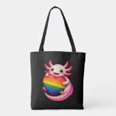 Regenboog Axolotl Hart Pride Amfibie Tote Bag (Achterkant)