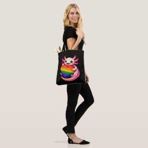 Regenboog Axolotl Hart Pride Amfibie Tote Bag