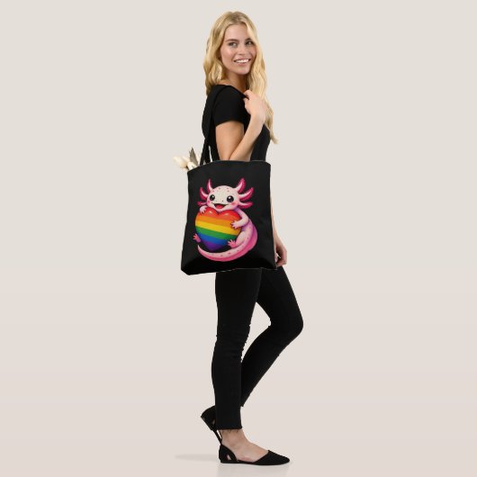 Regenboog Axolotl Hart Pride Amfibie Tote Bag (Op model)