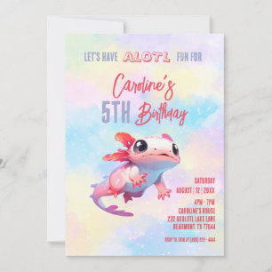 Regenboog axolotl meisje onder water 5e verjaardag kaart